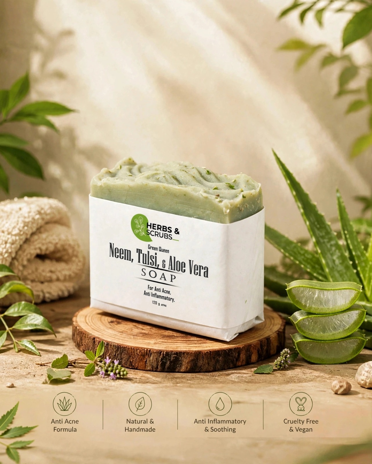Neem Tulsi & Aloe Vera Soap - Image 4