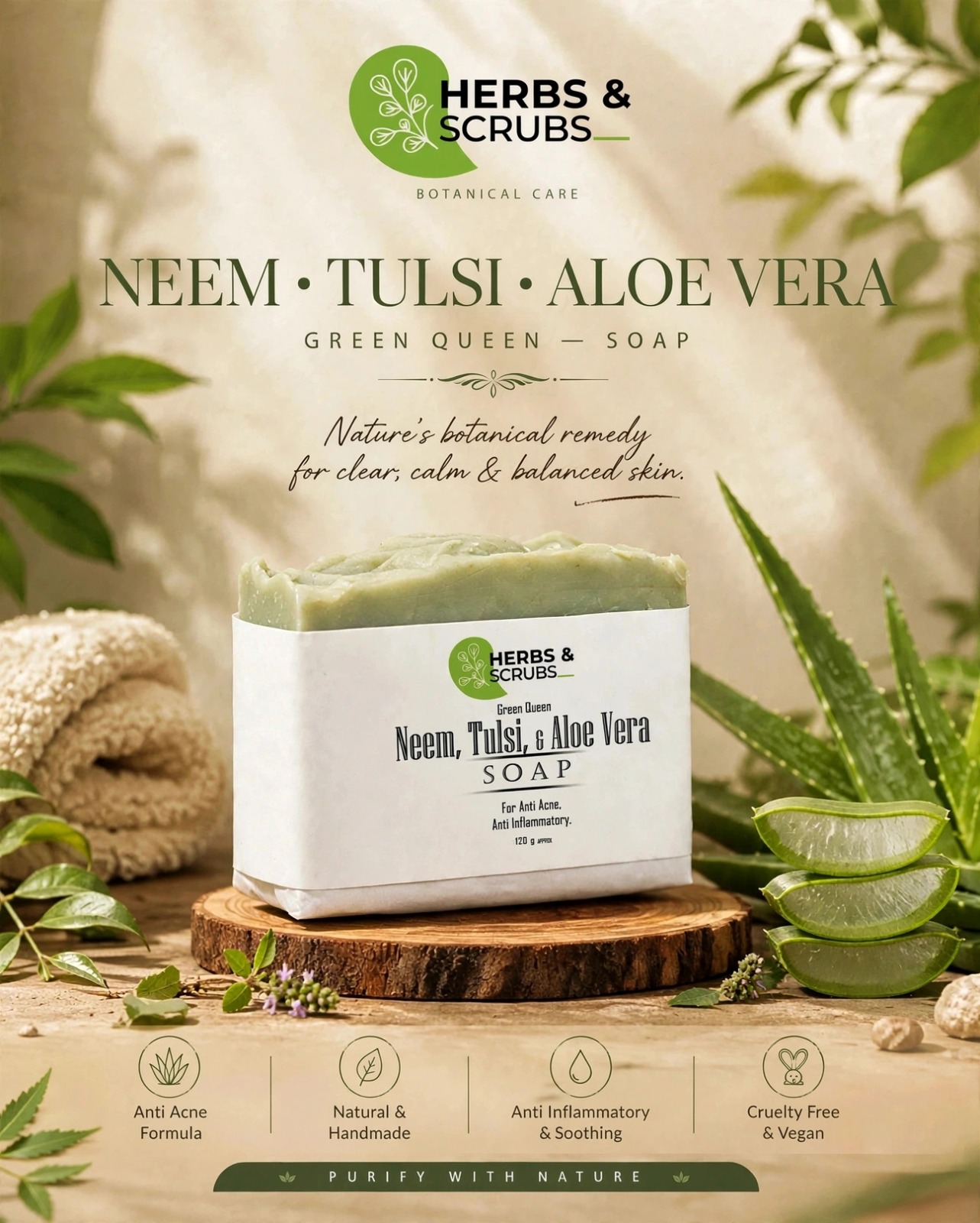 Neem Tulsi & Aloe Vera Soap