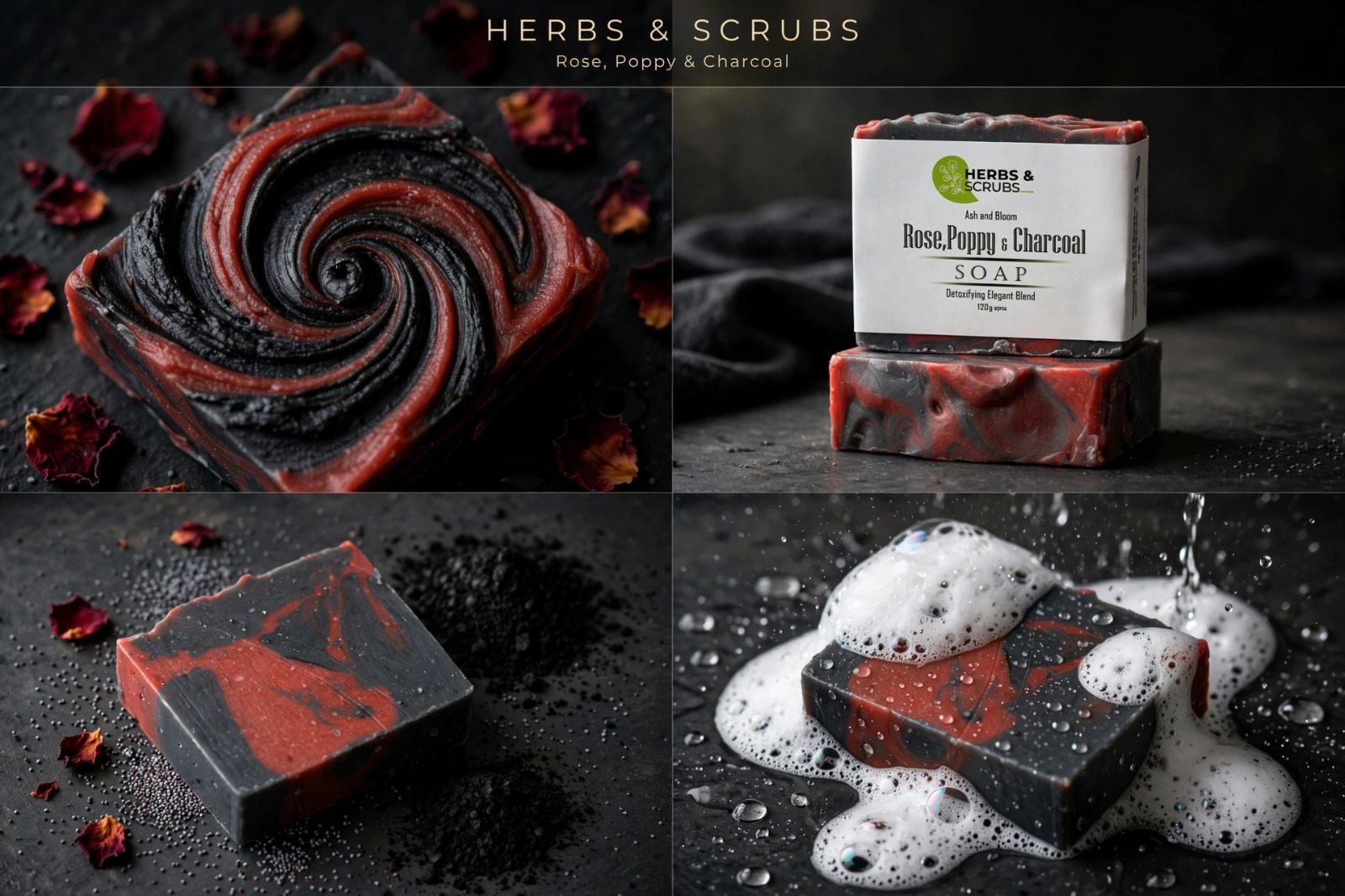 Rose Poppy & Charcoal Soap - Image 9