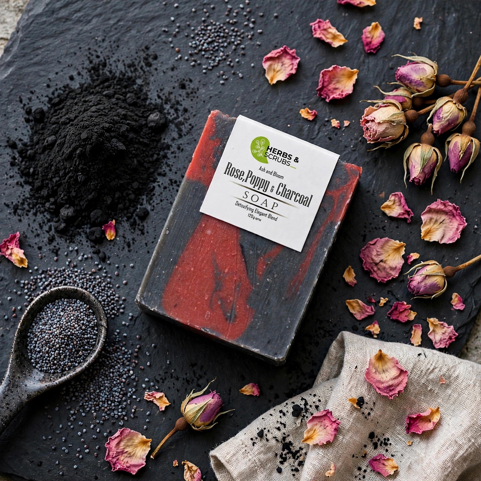 Rose Poppy & Charcoal Soap - Image 6