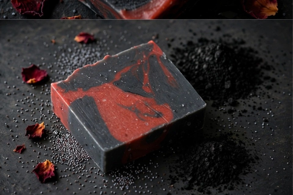 Rose Poppy & Charcoal Soap - Image 3